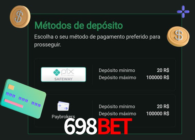 O cassino 698bet oferece uma grande variedade de métodos de pagamento